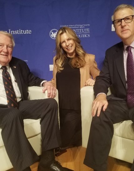 General Ed Meese III, Regan's chief policy adviser and Peter Robinson from the Hoover Institute, at the Institute of World Politics in Washington DC